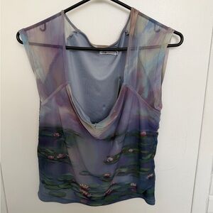 Twik Multicolor Water Lily Print Blouse